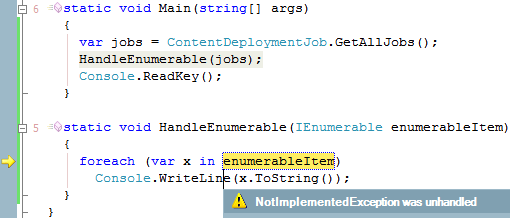 NotImplementedException from ContentDeploymentJob.GetAllJobs() in HandleEnumerable NotImplementedException from ContentDeploymentJob.GetAllJobs() in HandleEnumerable