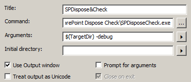 SPDisposeCheck as VS External Tool